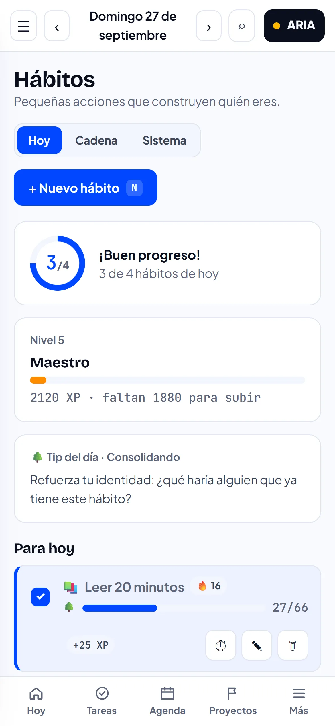 Hábitos de Praxis en el navegador de un celular